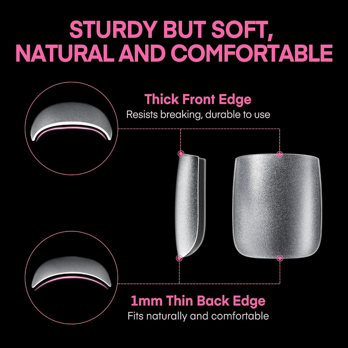 Toe Nail Tips 15 Sizes 216Pcs, Square Toe Nails fit Big Wide Toe