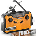 J-369 11100mWh Emergency Weather Radio NOAA/AM/FM | AA Batteries/Hand Crank/Solar/USB Charging, LED Flashlight and