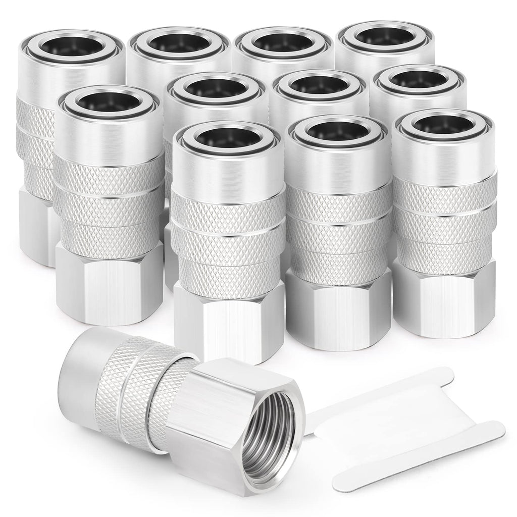 GASHER 12PCS 1/4-Inch Female Industrial Coupler,1/4 Basic Flow Quick Connect Air Coupler