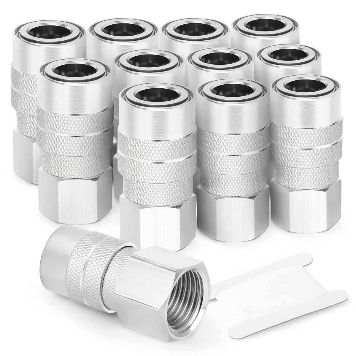 GASHER 12PCS 1/4-Inch Female Industrial Coupler,1/4 Basic Flow Quick Connect Air Coupler