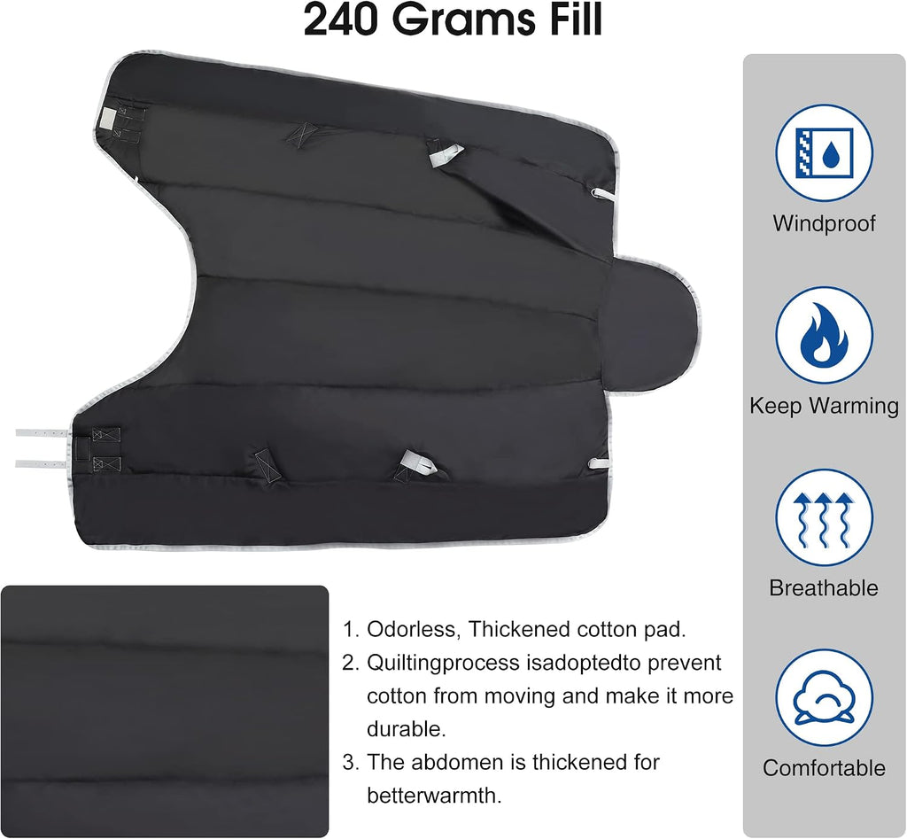 1200D Winter Horse Blanket for Real Horses | Medium Weight Turnout Blanket for All Seasons | 220g | Sizes 72" 78" 81"