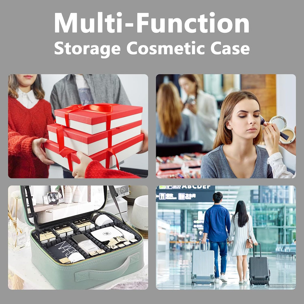 Makeup Bag with Led Mirror,Large Vanity Makeup Cases with 3 Color Setting,Portable Storage and Adjustable