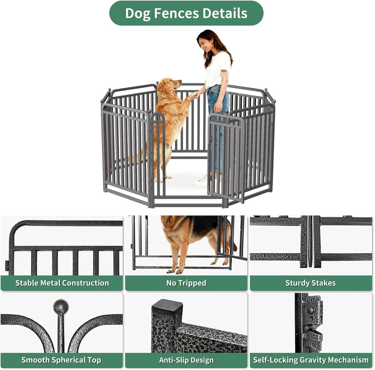 40 Inch Dog Playpen Outdoor, 8 Panels Puppy Playpen Heavy Duty Dog Play Pen Indoors, Rust Resistant Dog Pen for