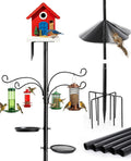 Bird Feeder Pole - 92 Inch Heavy Duty Birdhouse Stand with Squirrel Proof Baffle for Outdoor, Adjustable Bird Feeding