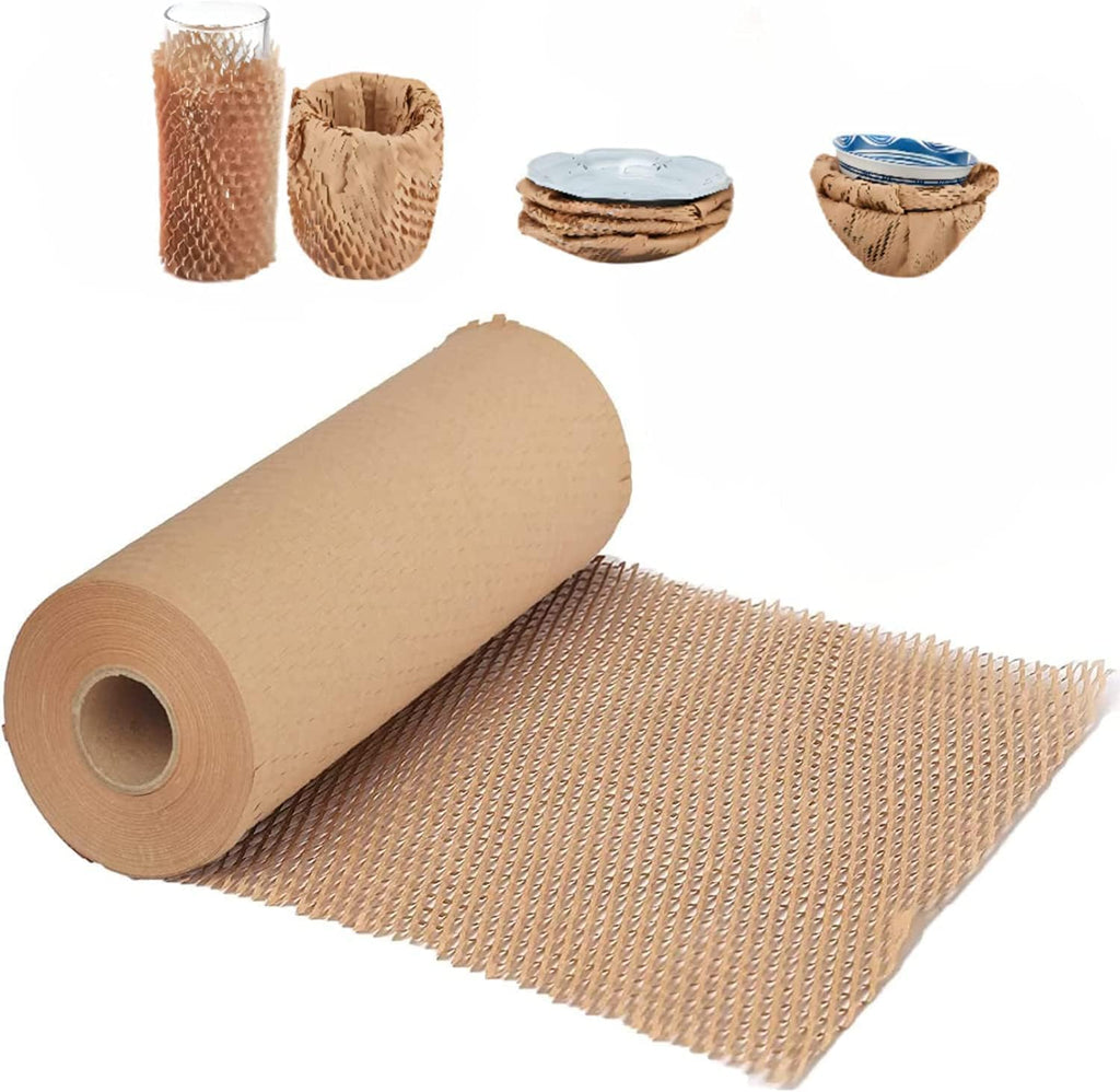 Honeycomb Packing Paper, 15"x300' Honeycomb Cushioning Bubble Wrap Paper Roll for Moving Shipping Breakables