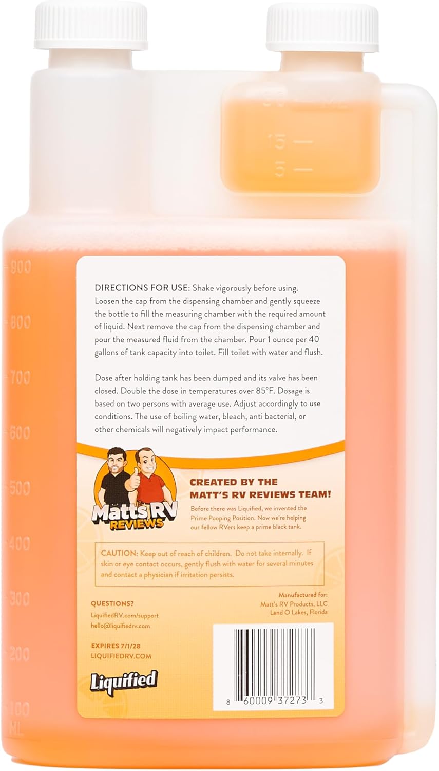 Black Holding Tank Digester - Odor Eliminator - Orange Scent - Matts RV Reviews (Orange, 32oz)