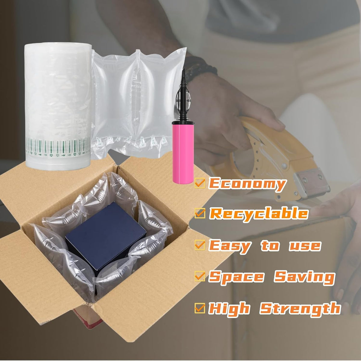 Air Pillows for Shipping with Pump 800 Count Packaging Air Bags Inflatable Shipping Supplies Box Filler Packing