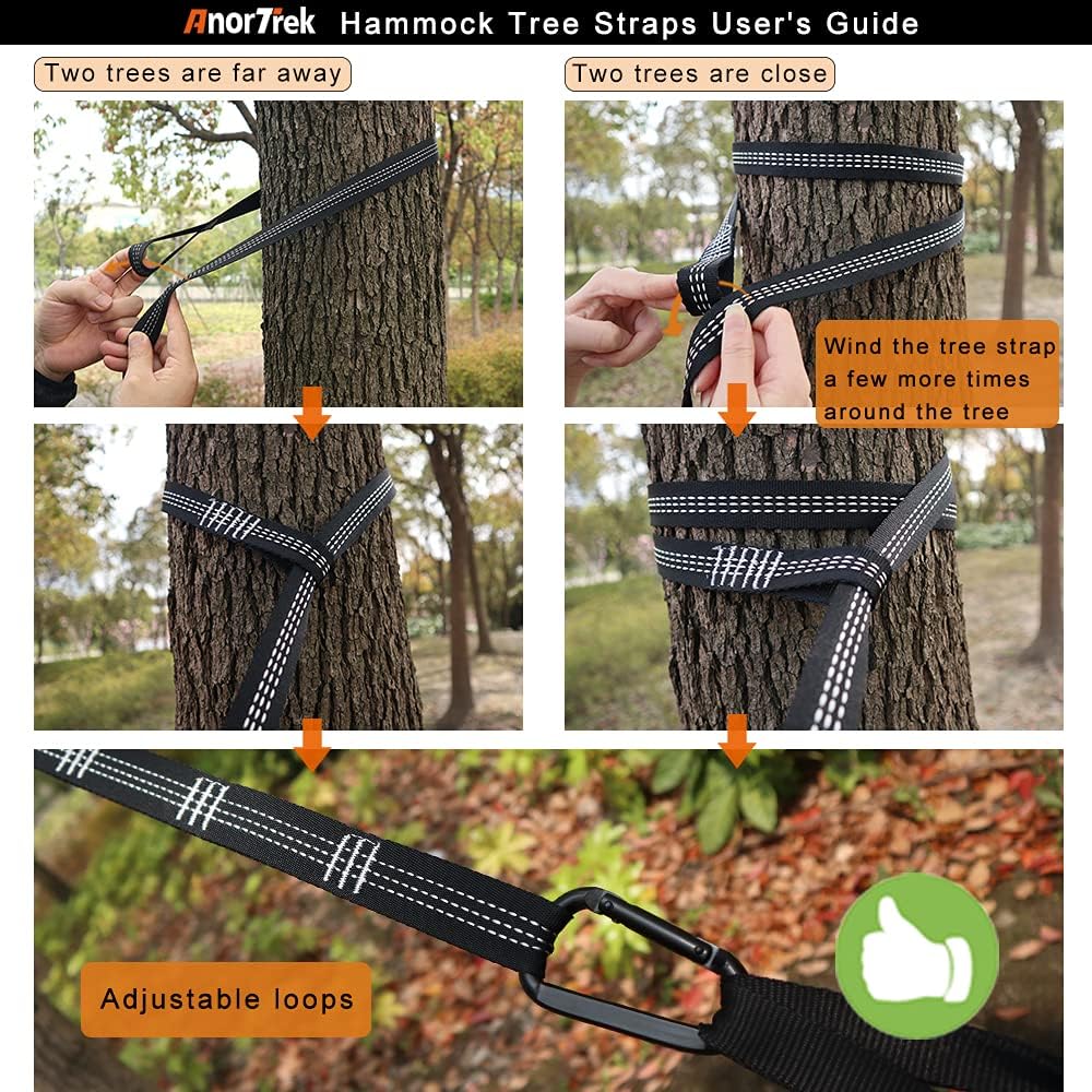 Camping Hammock, Super Lightweight Portable Parachute Hammock with Two Tree Straps Single or Double Nylon Travel Tree