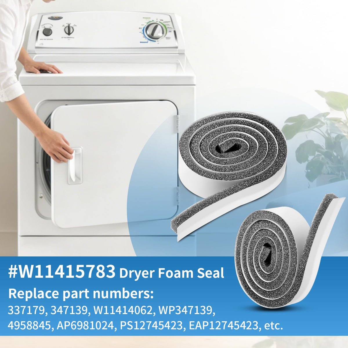 2PCS W11415783 Dryer Blower Housing Foam Seal Replacement for Whirlpool