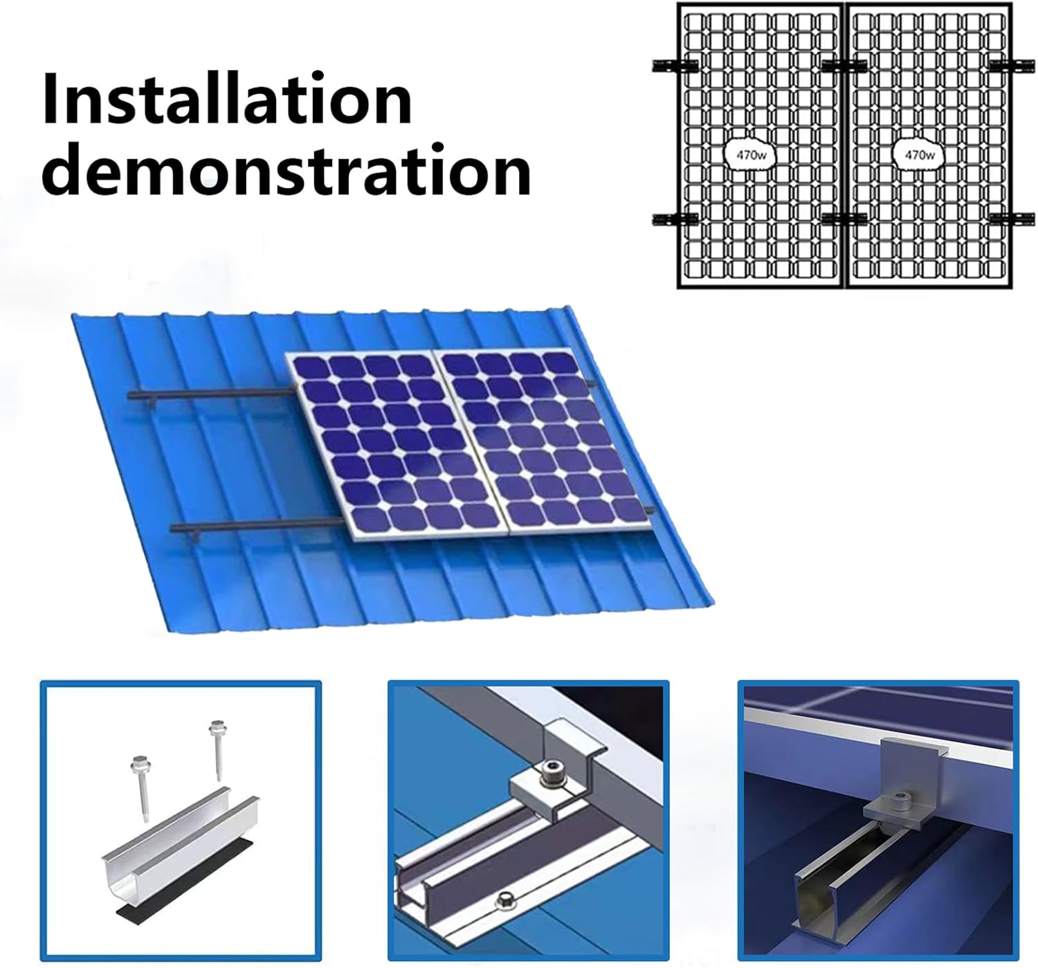 Solar Panel Mounting Brackets for Roof, Aluminum Solar Rails | Solar Panel Mounting Kit For 4 Panels, Included 10 X