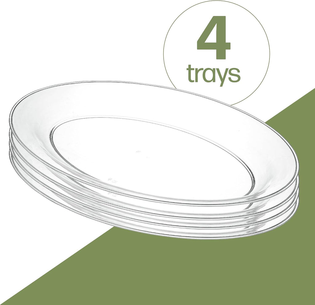 Clear Plastic Oval Serving Trays - Serving Platters Oval Pack of 4