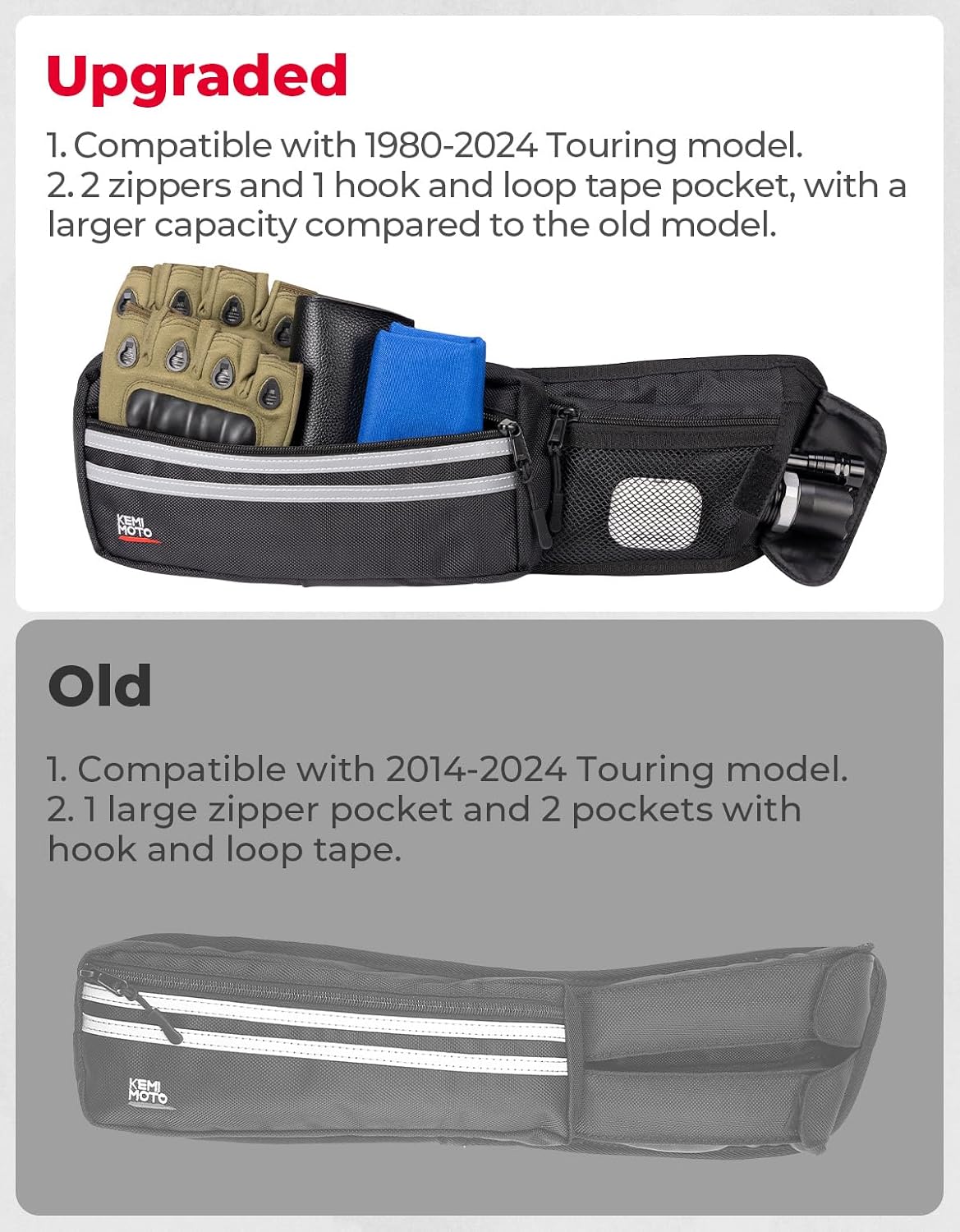 Upgraded Saddlebag Lid Organizers 2 Pack | Compatible with Touring 1980-2024 2025 for Street Glide Road King Road