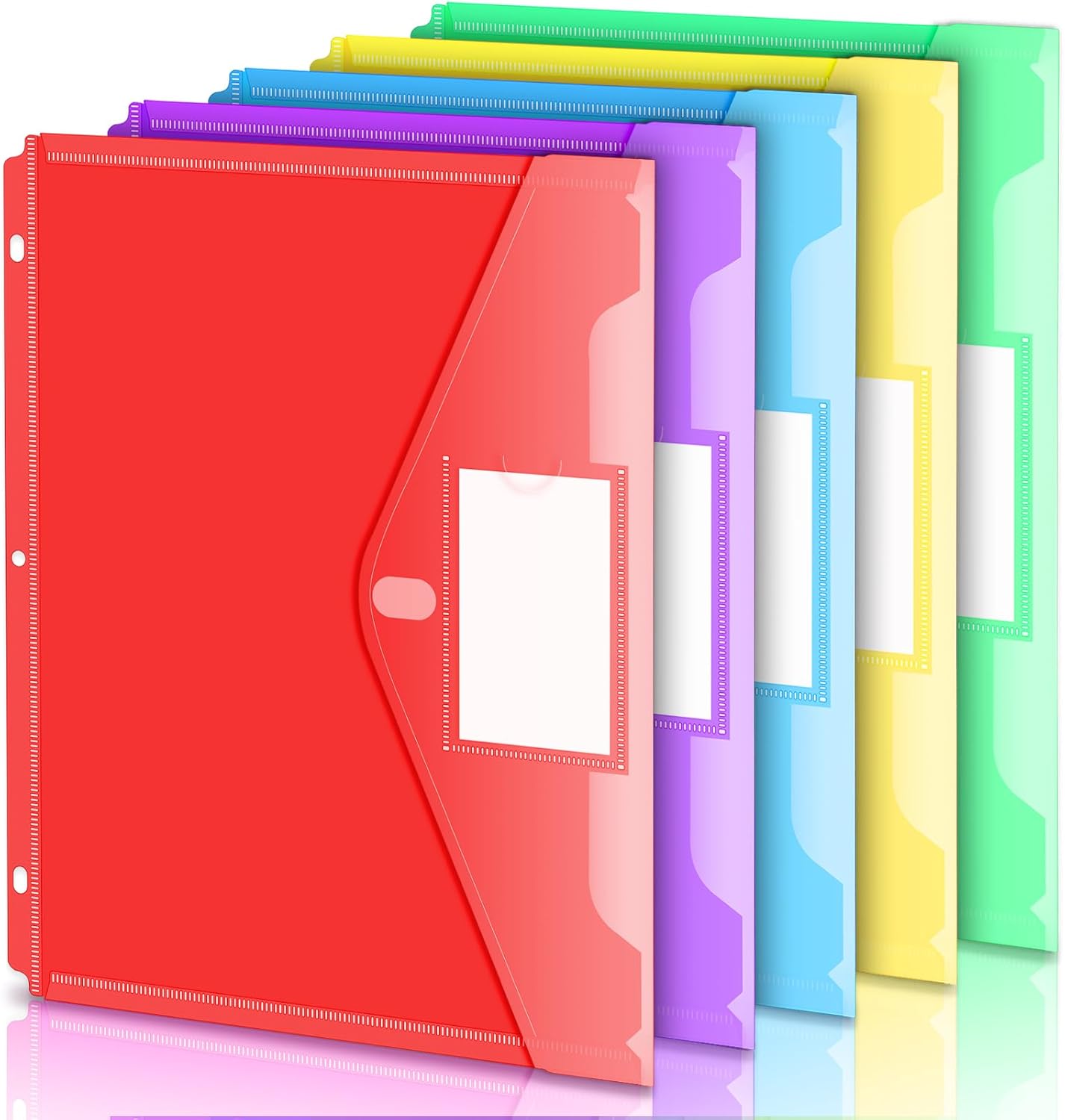Binder Pocket, 5 Pack Super Heavyweight Poly Binder Pocket Binder | Tight Closure Binder Folders Side Loading, 3
