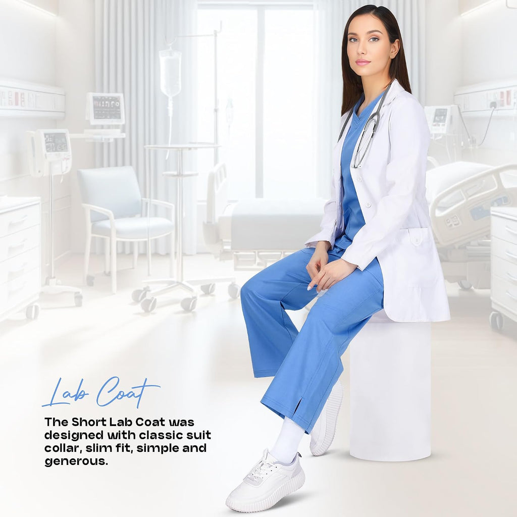 Medical Lab Coat Button-Front Long Sleeve for Classroom Lab & Healthcare