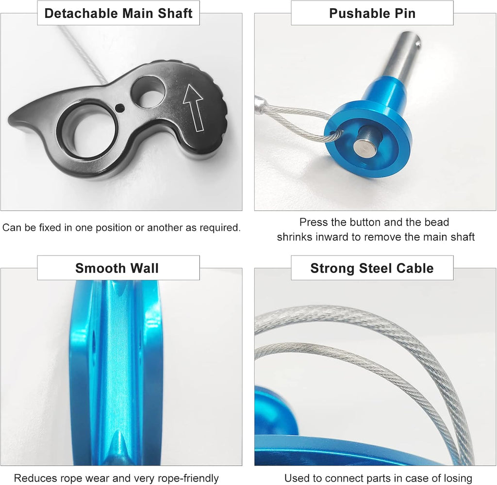 Detachable Climbing Ascender 15kN Rope Grab Ascender, Flip Line Adjuster, Fall Protection Belay Device for Rock