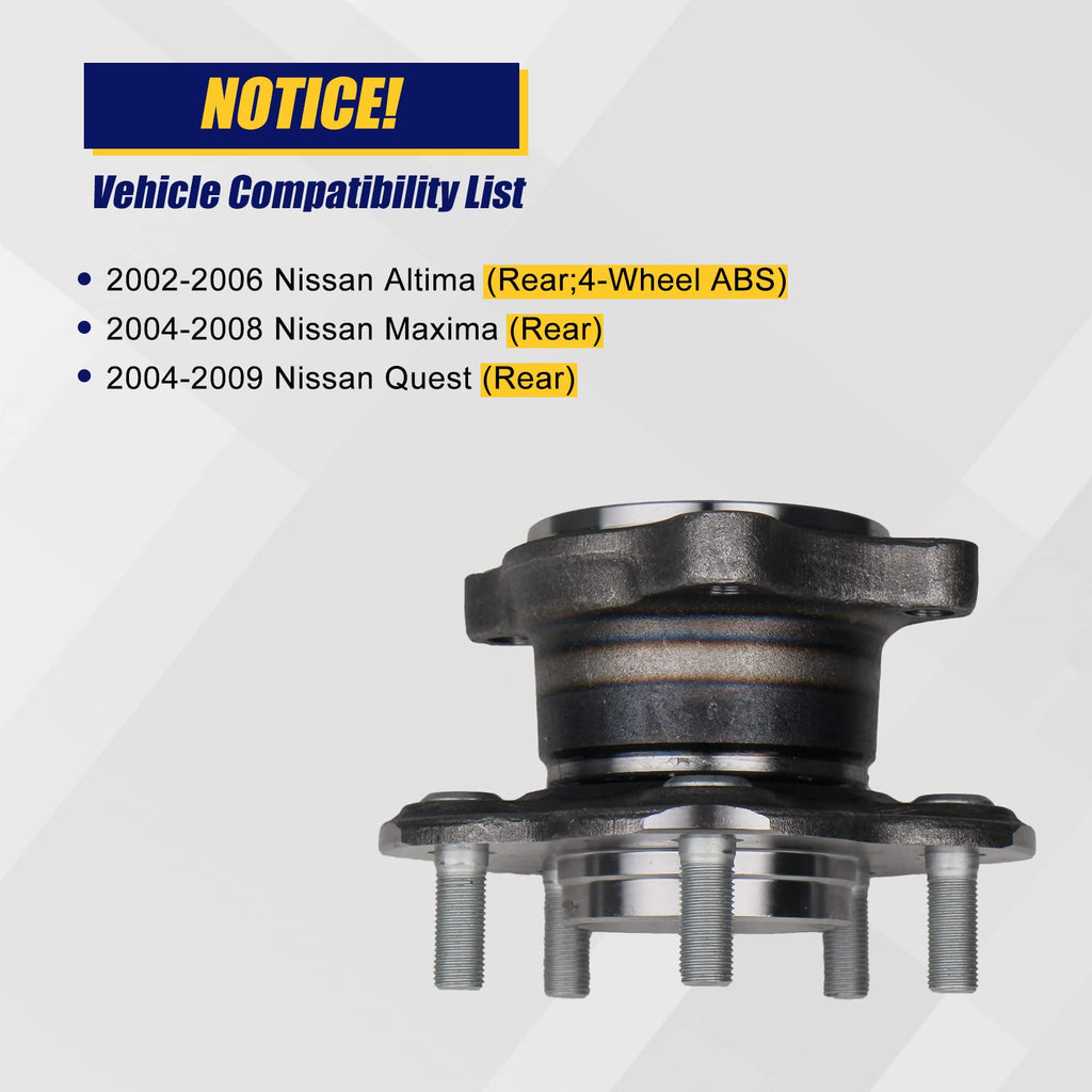 KUSATEC 512201 2PCS Rear Wheel Bearing and Hub Assembly