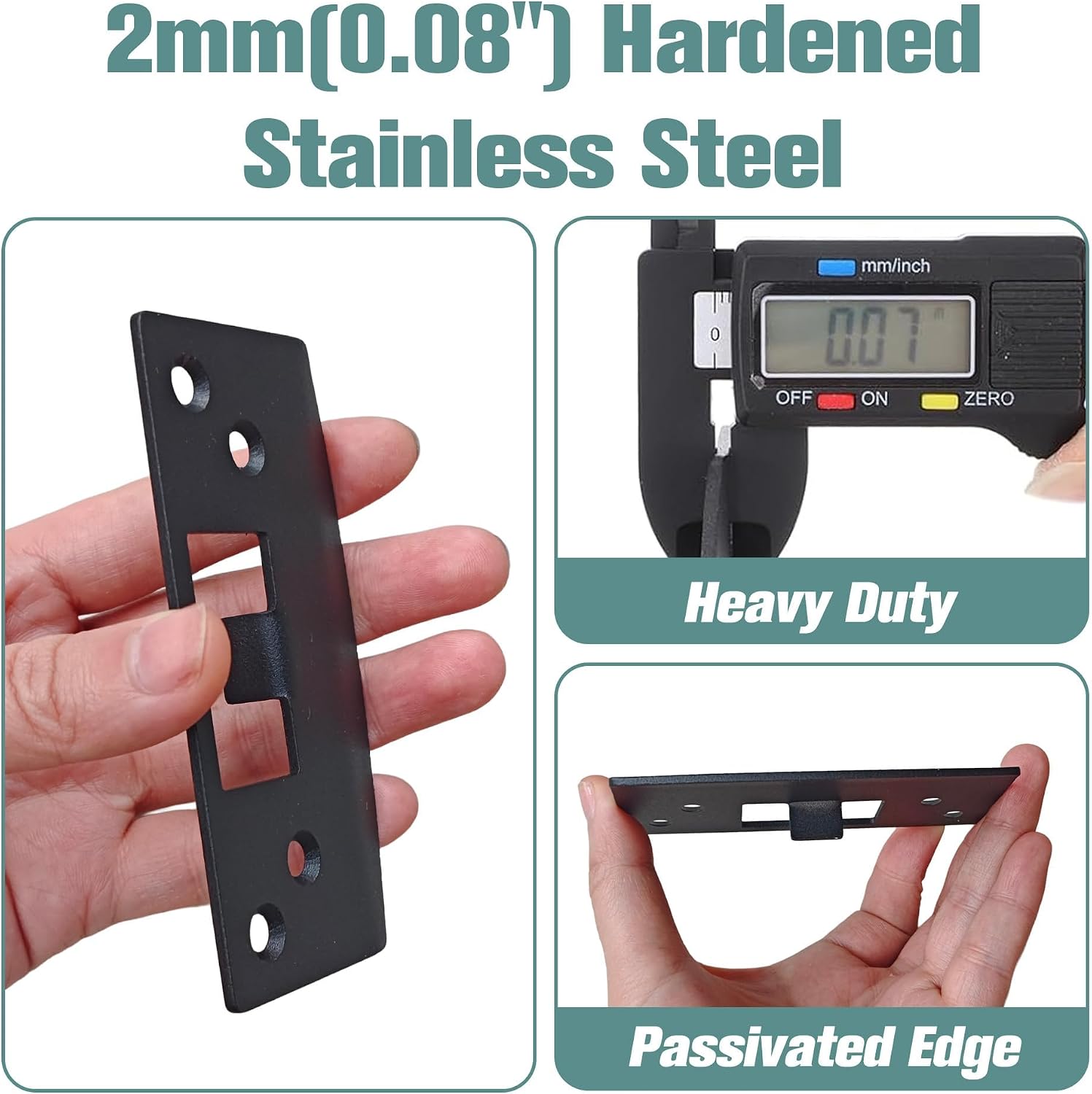 Extra Large Door Strike Plate, Adjustable Door Strike Plate, Large-Hole Reinforced Door Bolt Guide Plate, Applicable