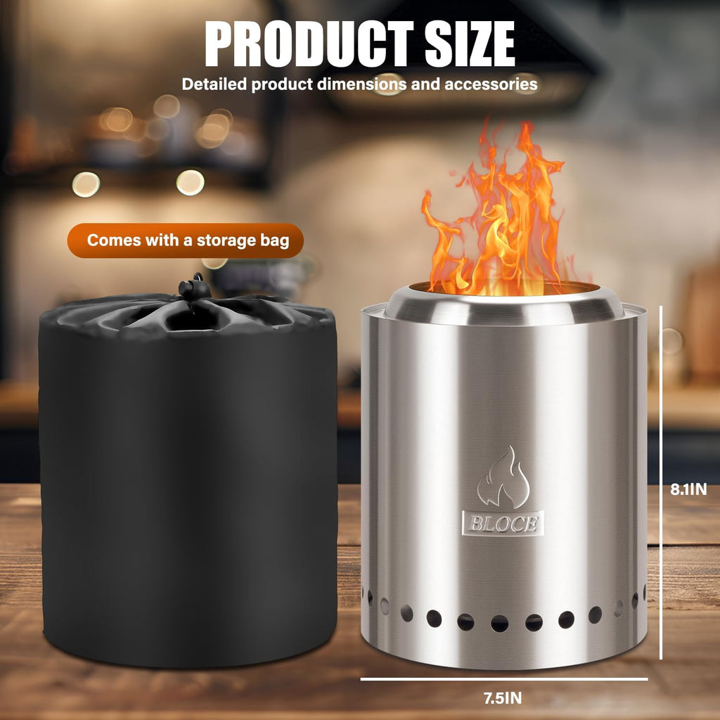 Tabletop Fire Pit, Camping Stove, Smokeless Firepit for Outdoor & Patio with Portable Travel Bag, Fueled by Pellets