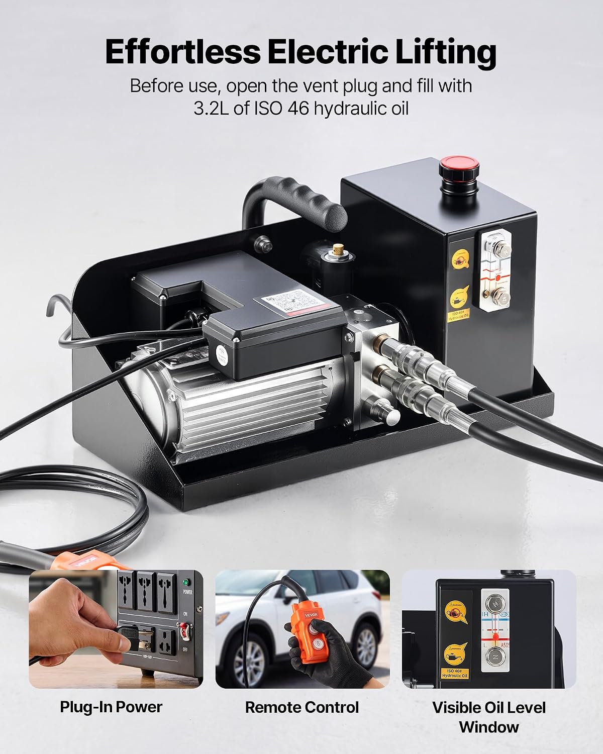 Portable Car Lift, 9000 lbs Capacity, Heavy Duty Steel Truck Lift with 28" Max Height, 120V Power Unit, Wheels, 4