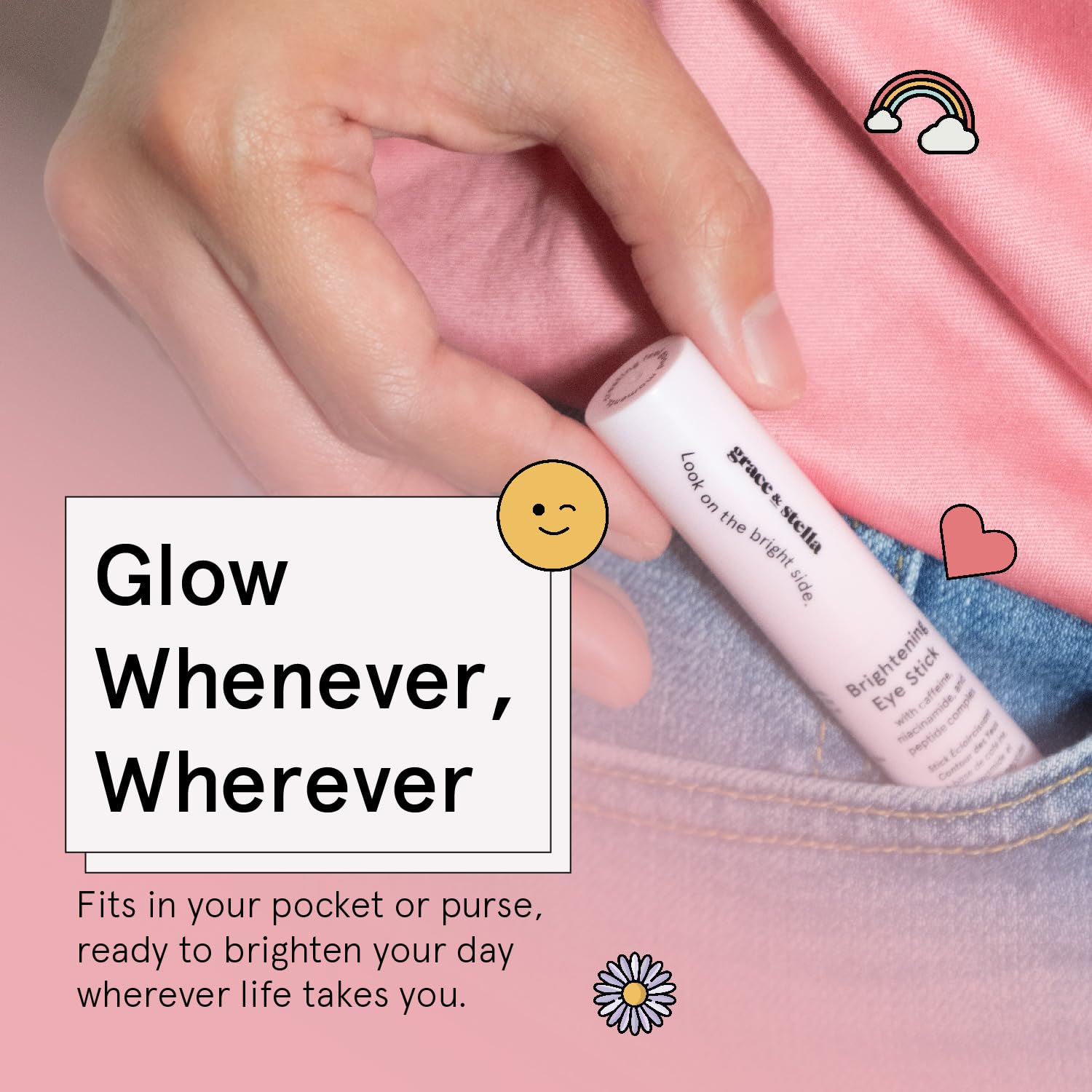 Under Eye Brightener Balm Stick - Travel Essentials | Caffeine Eye Cream for Dark Circles, Puffiness- Vegan