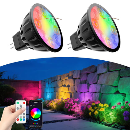 Upgraded MR16 Bluetooth Smart Bulb, 12V RGBW Color Changing 2pcs