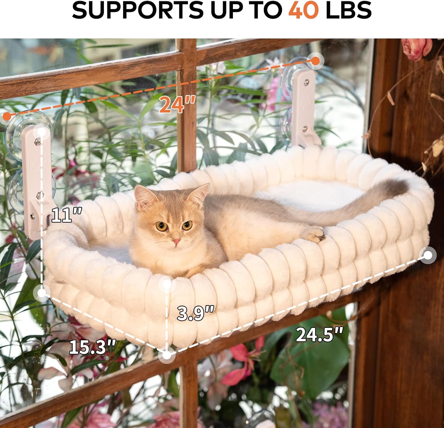 Cat Window Perch for Indoor Cats Hammock for Window with Reversible Cushion, Foldable Cat Window Bed for Large Cats