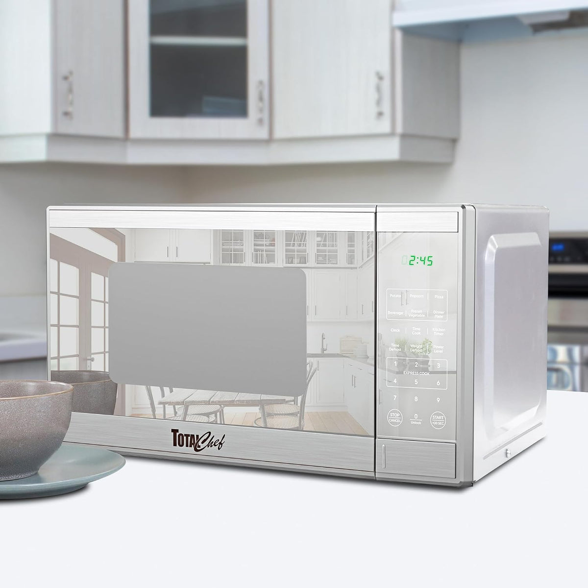 0.9 Cu Ft Microwave Oven – Compact Countertop Kitchen Appliance, Small Stainless Steel Microwave with Digital Touch
