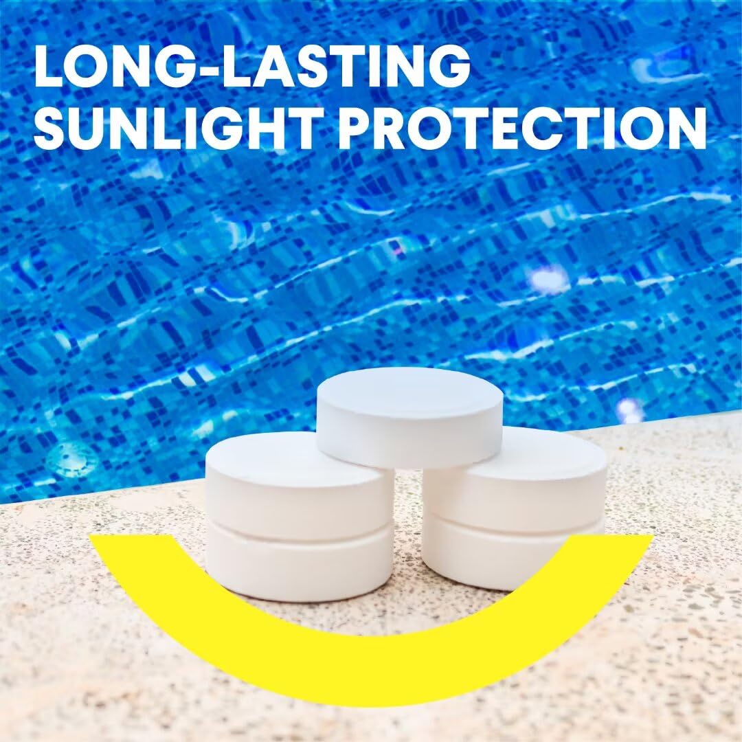 Chlorine Tablets 3 Inch for Swimming Pools, Removes Bacteria and Stops Algae, Slow Dissolving,Exclusive Protective