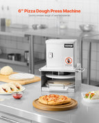 Electric Pizza Dough Press Machine, 6 Inch Pizza Pastry Press Plate, Stainless Steel Bread Presser, Commercial