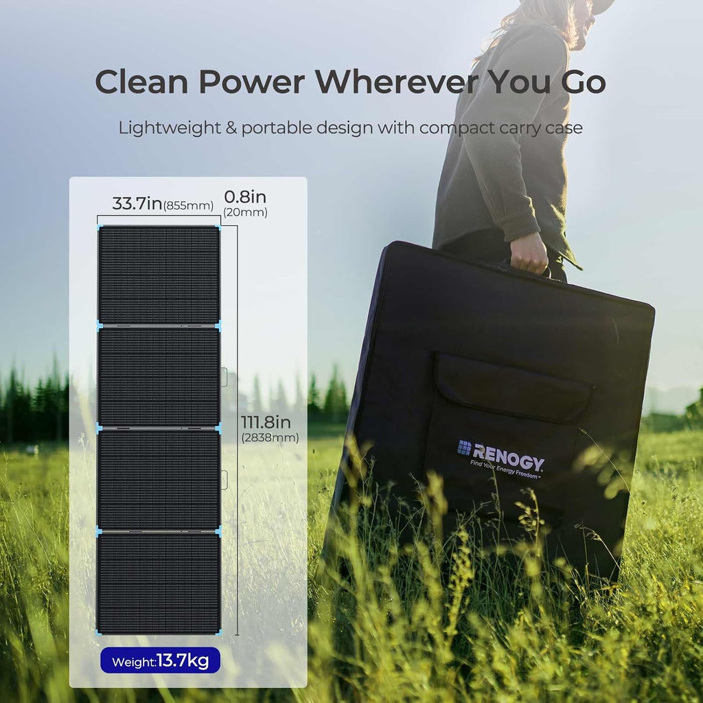 400W Portable Solar Panel, Premium Materials for Decades of Use | Foldable Suitcase for Power Stations, Plug and Play