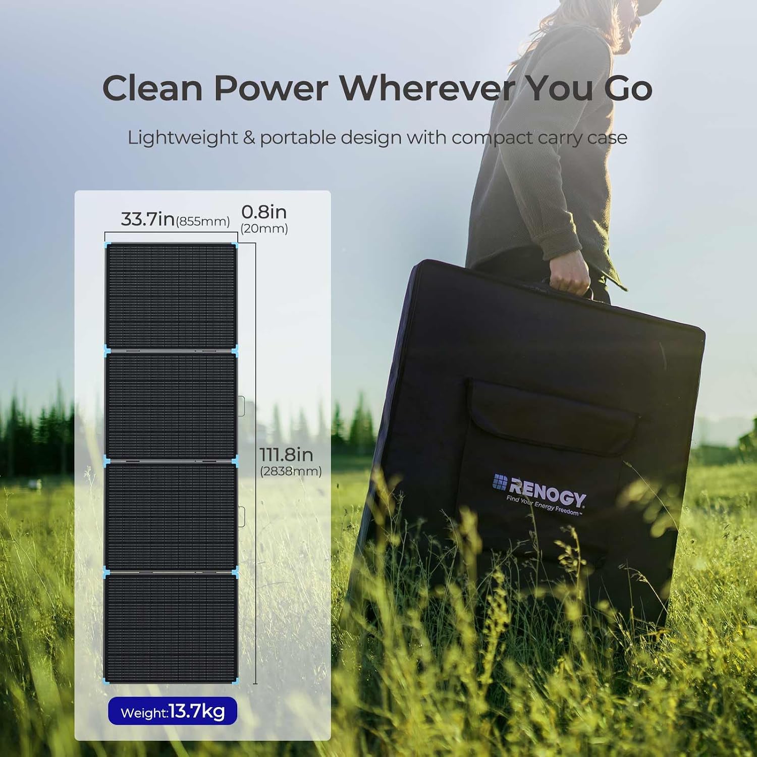 400W Portable Solar Panel, Premium Materials for Decades of Use | Foldable Suitcase for Power Stations, Plug and Play