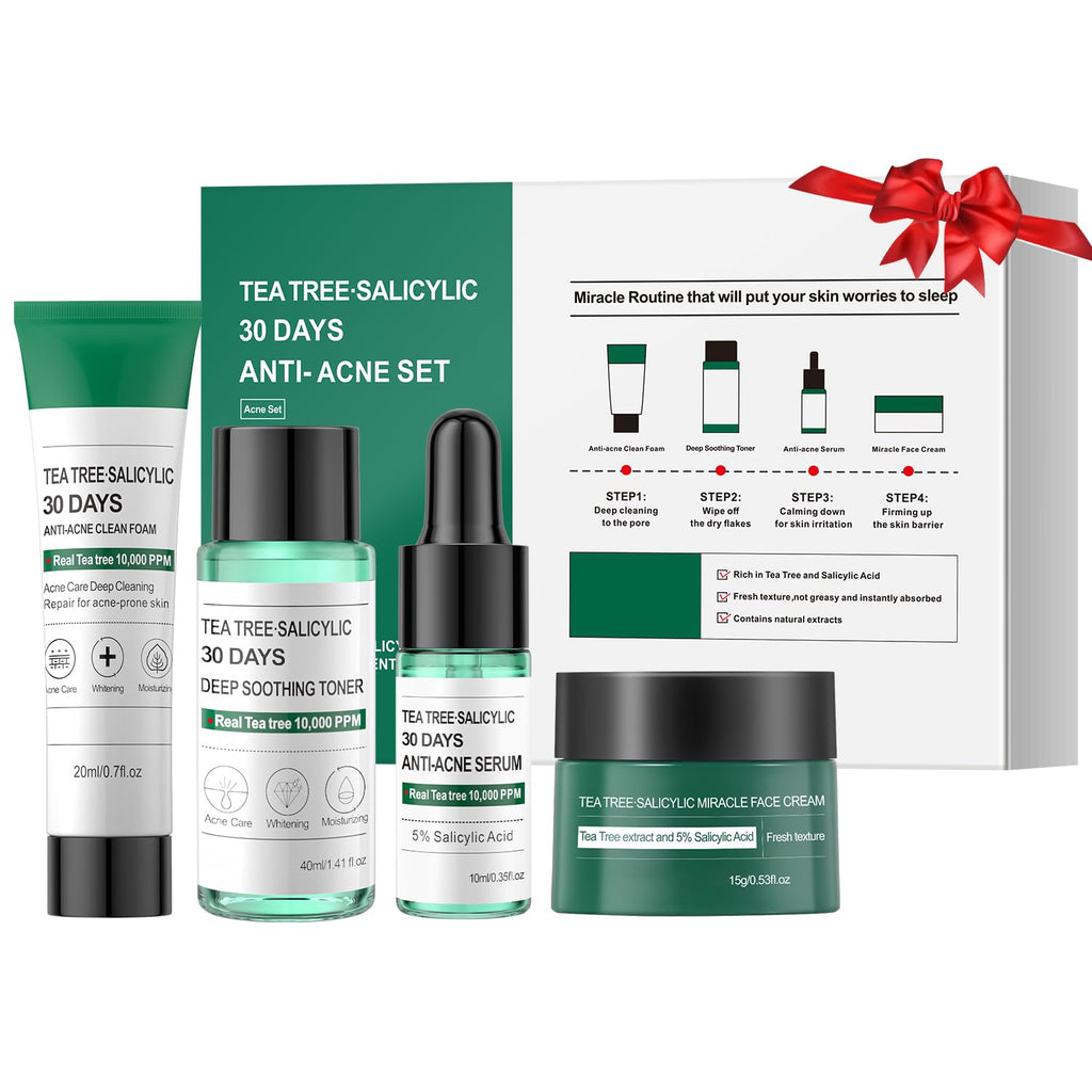 Tea Tree Salicylic Acid Facial Skin Care Set, Acne Treatment Skincare Set ,Skincare Mini Kit, Facial Kit Gifts for