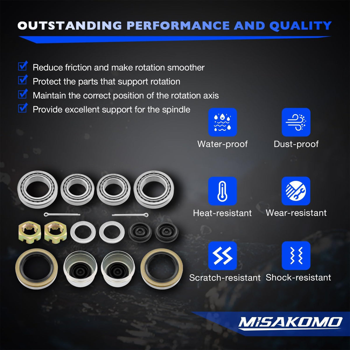 L68149 Trailer Axle Bearings Kit for 3500lb 1-1/16''*1-3/8''Axle-2 Sets