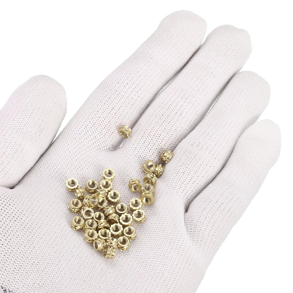 uxcell Knurled Insert Nuts, 100pcs M3 x 3mm L x 5mm OD 3D Printing Brass Nuts Female Threaded Inserts Brass Heat Set Insert Embedment Nuts