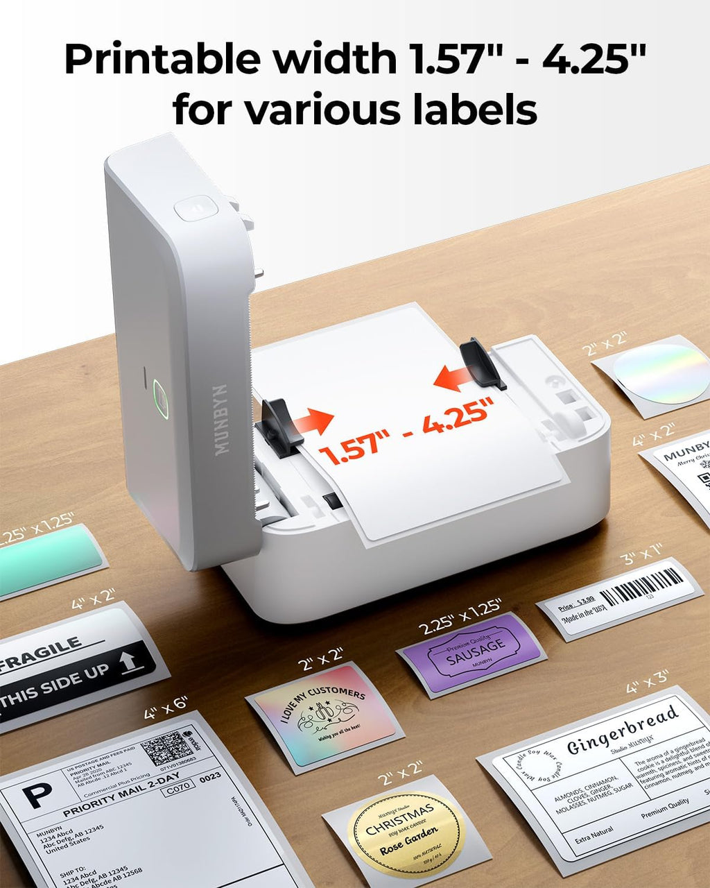 Bluetooth Thermal Label Printer, Wireless 4x6 Shipping Label Printer | Work for Small Business, Compatible with