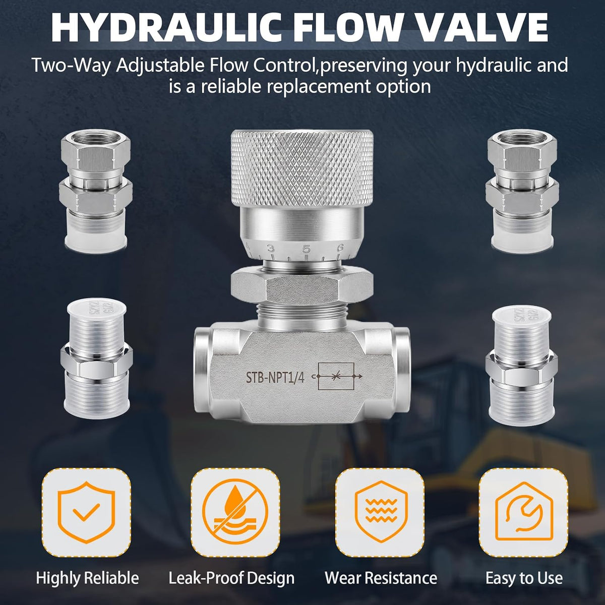 1/4" Hydraulic Adjustable Flow Control Two-way Valve