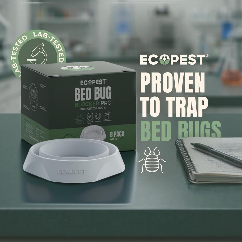 Bed Bug Interceptors – 8 Pack | Bed Bug Blocker (Pro) Interceptor Traps (White) | Insect Trap, Monitor, and Detector