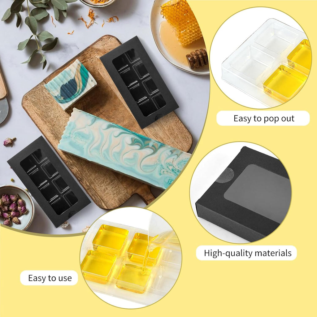 50 Pcs Gift Boxes for Wax Melts Plastic Mold With Box Wax Melt Boxes Crystal Clear Wax Melt Molds Wax Melts