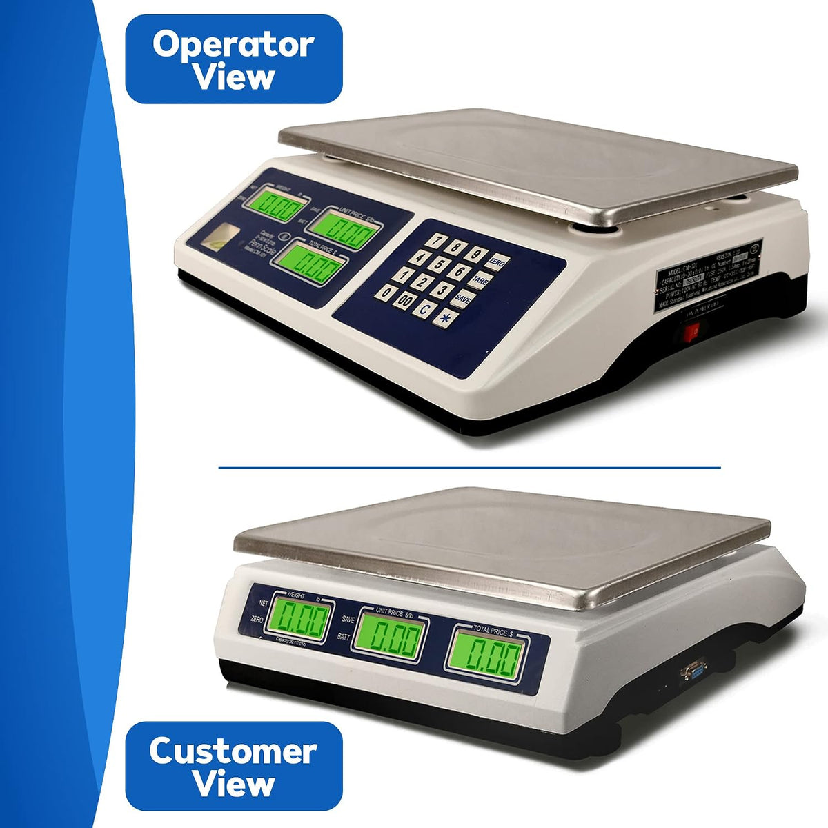 CM-101 NTEP Certified Scale for Digital Price Computing - 30lb Commercial Scale with 0.01lb Readability