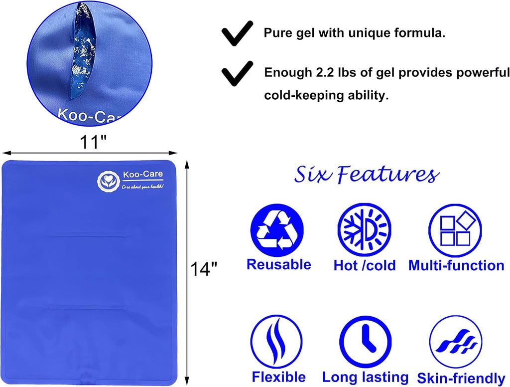 Large Flexible Gel Ice Pack & Wrap with Straps for Hot Cold Therapy - Pain Relief for Shoulder Rotator Cuff, Back