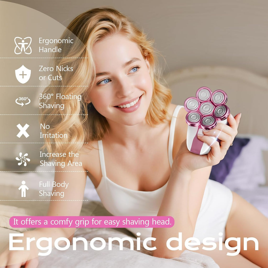 Electric Razors for Women, 7D Shavers for Women with LED Display, Rechargeable Waterproof Electric Shaver