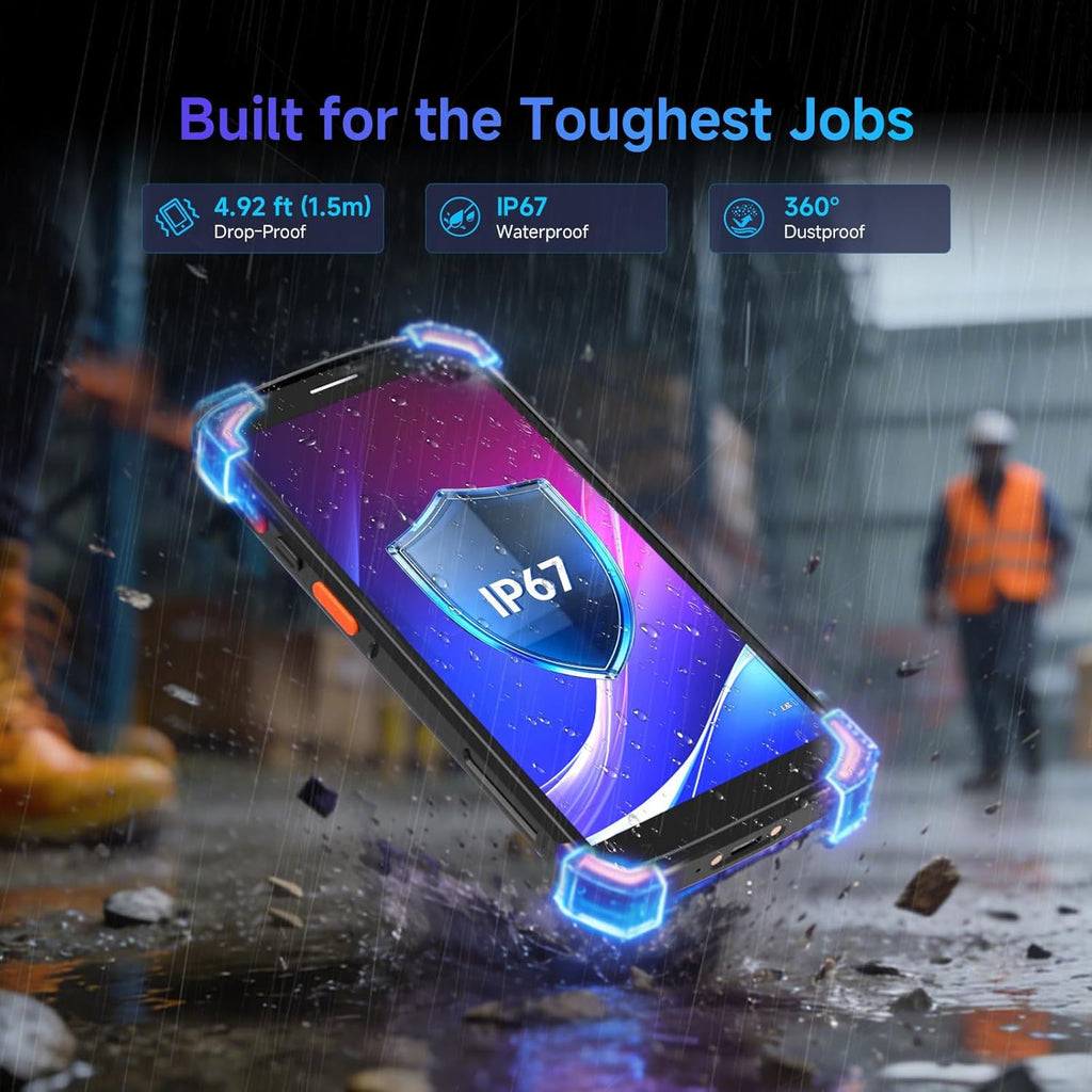 Android 15 Barcode Scanner F2, 6-Inch Handheld PDA with Zebra SE4710 | IP67 Rugged, 4.92 FT Drop Tested, 5050mAh