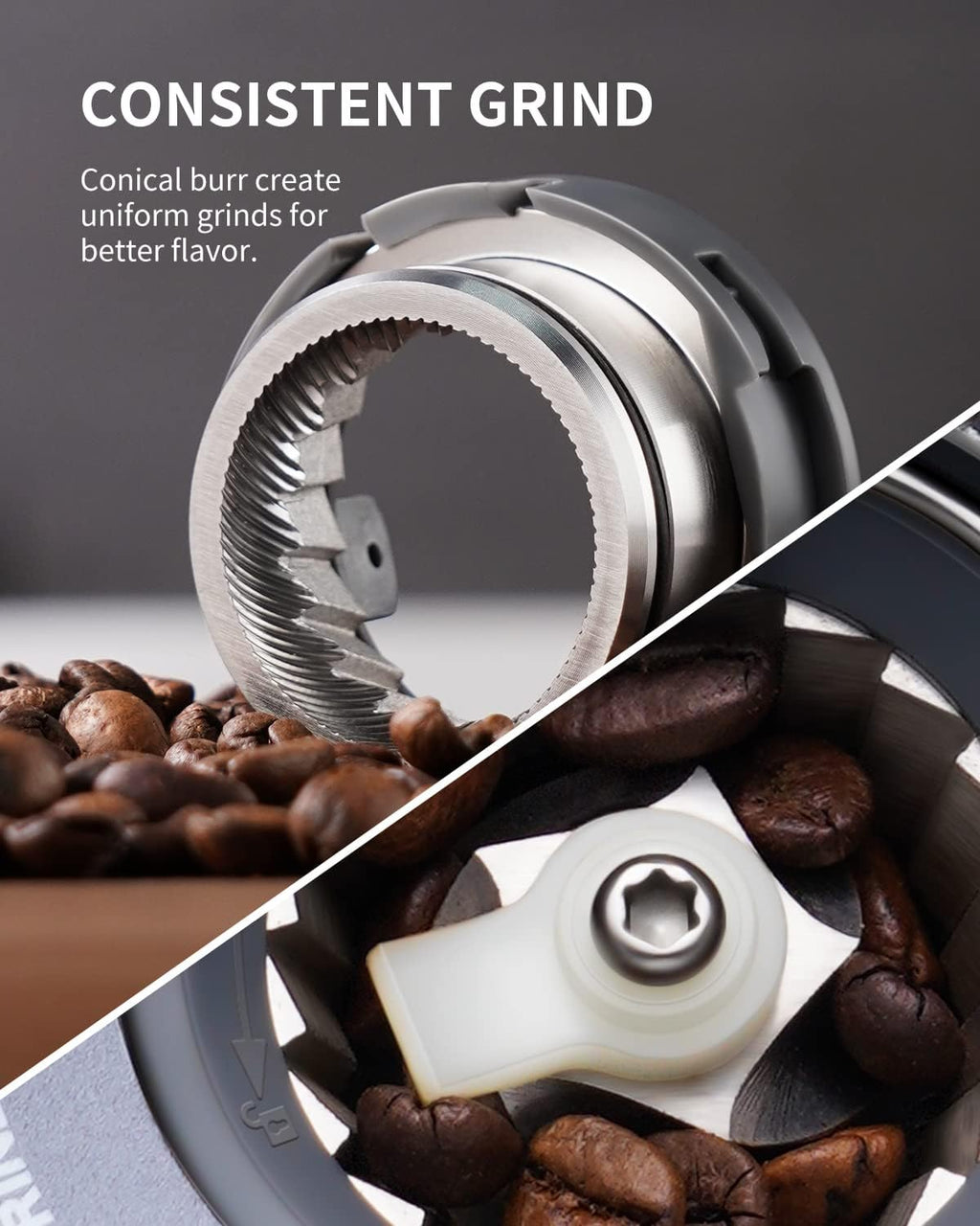 Conical Burr Espresso Coffee Grinder Electric with Precision Timer 2.0, Touchscreen Adjustable Burr Mill with 51