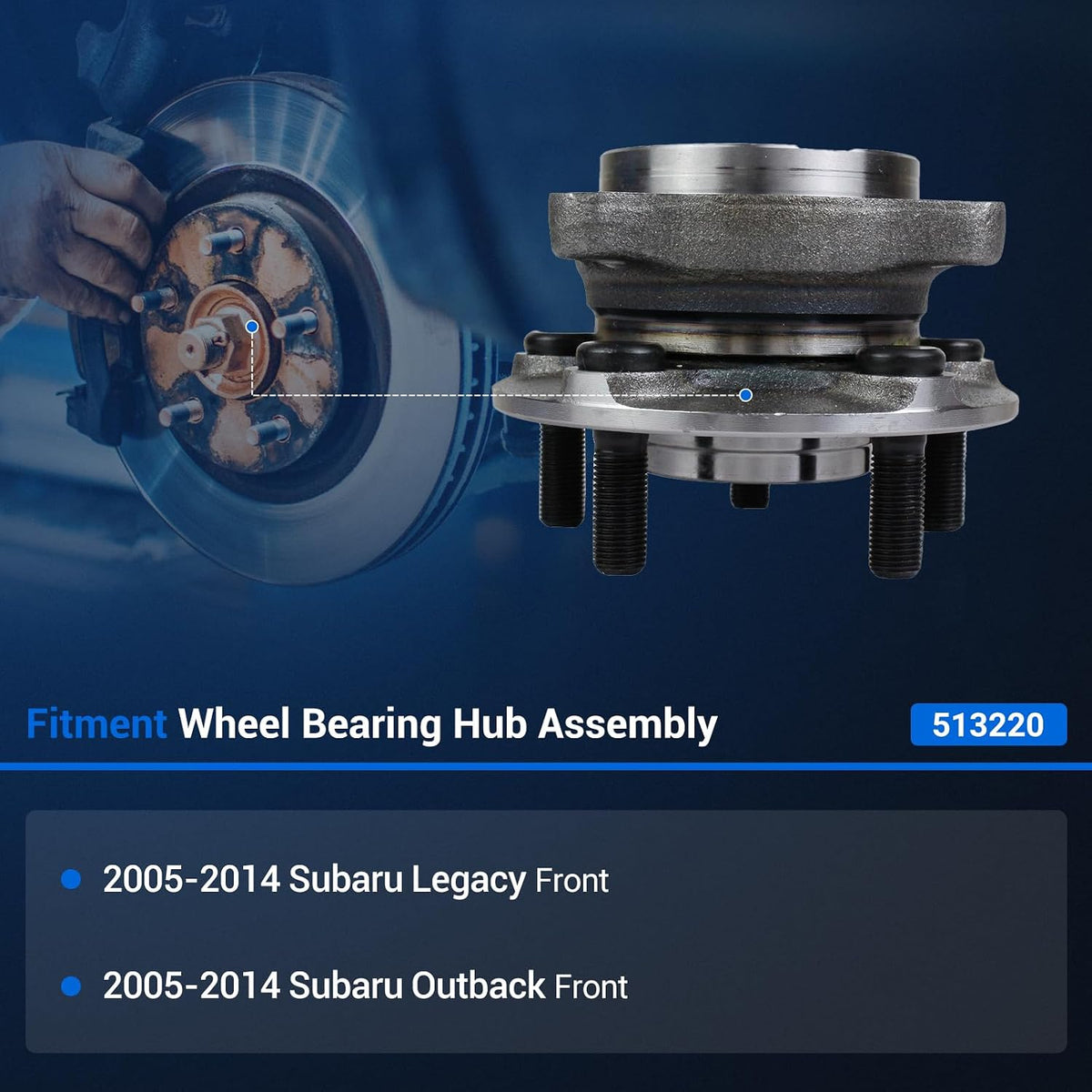Autoround 513220 Front Wheel Hub Assembly Fit for 2005-2014 Subaru Outback