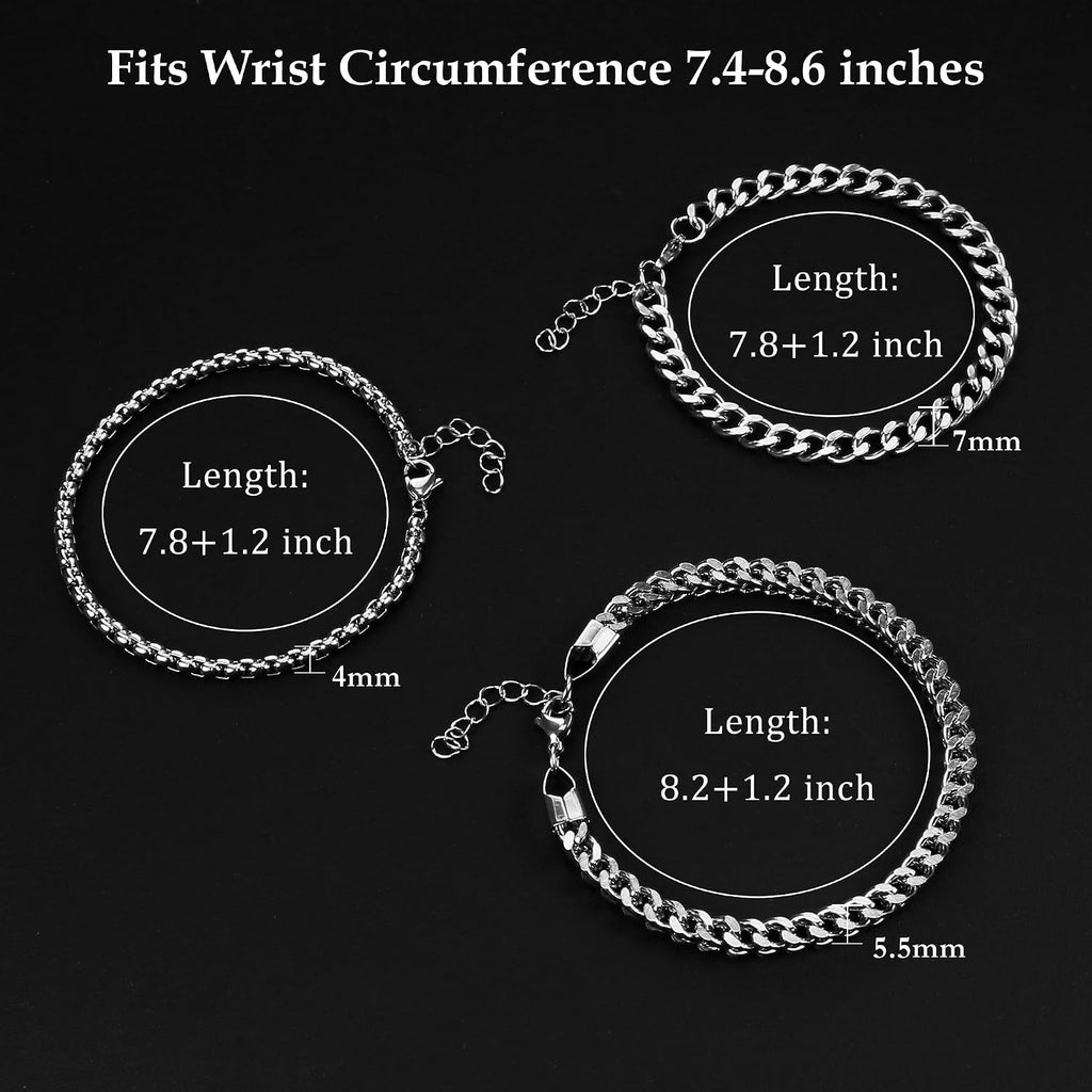 Mens Bracelet Silver and Gold Bracelet for Men Rakhi for Brother | Waterproof Stainless Steel Cuban Chain Bracelet