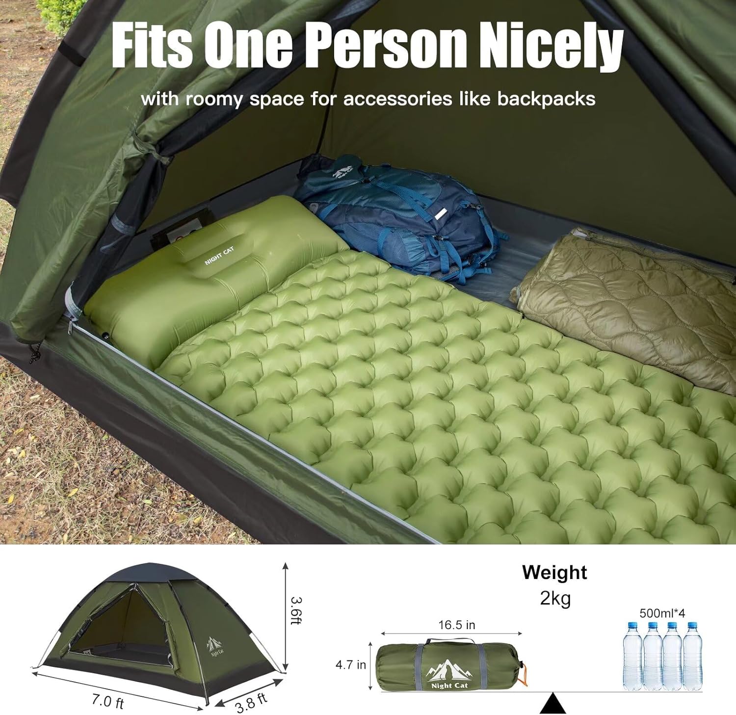 Backpacking Tent for One 1 to 2 Persons Lightweight Waterproof Camping Hiking Tent for Adults Kids Scouts Easy Setup