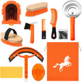 12 Pieces Horse Grooming Kit Equine Care Brushes, Orange