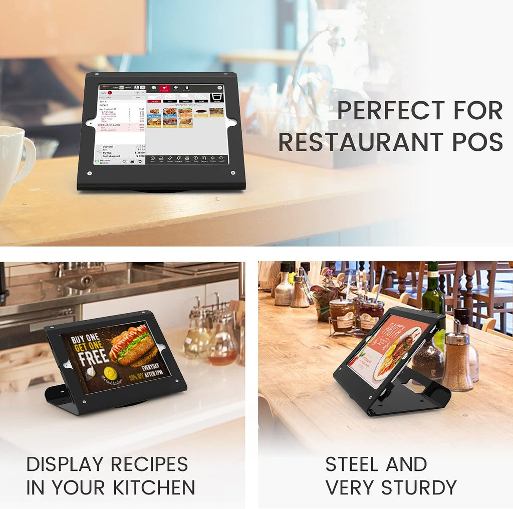 Tablet Kiosk POS Stand Compatible 10.2” iPad 7 8 9 Generation with 360 Swivel Base