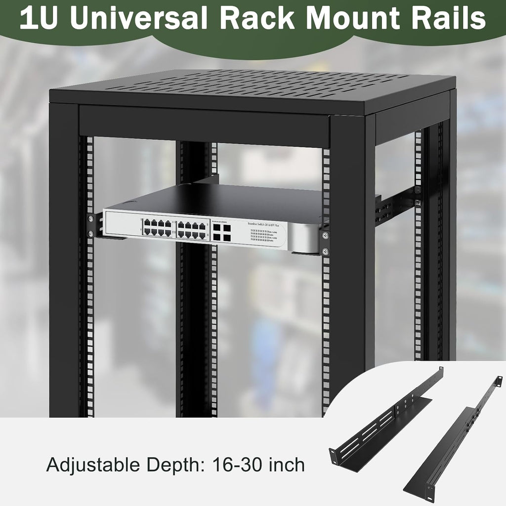1U Universal Rack Mount Rails 4-Post Server Rack Shelf Rail