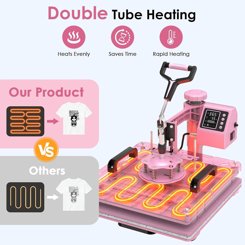 8 in 1 Heat Press Machine 15x15 Inch, Heat Press for T-Shirts, Bags | Swing Away Digital Sublimation Heat Press